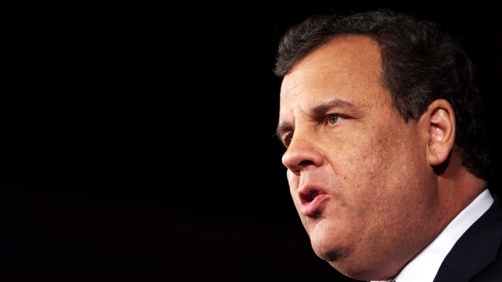 New Jersey Governor Chris Christie speaks at his election night event, Nov. 05, 2013.