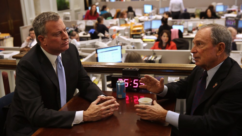 Mayor-Elect Bill De Blasio Meets With Mayor Bloomberg At City Hall