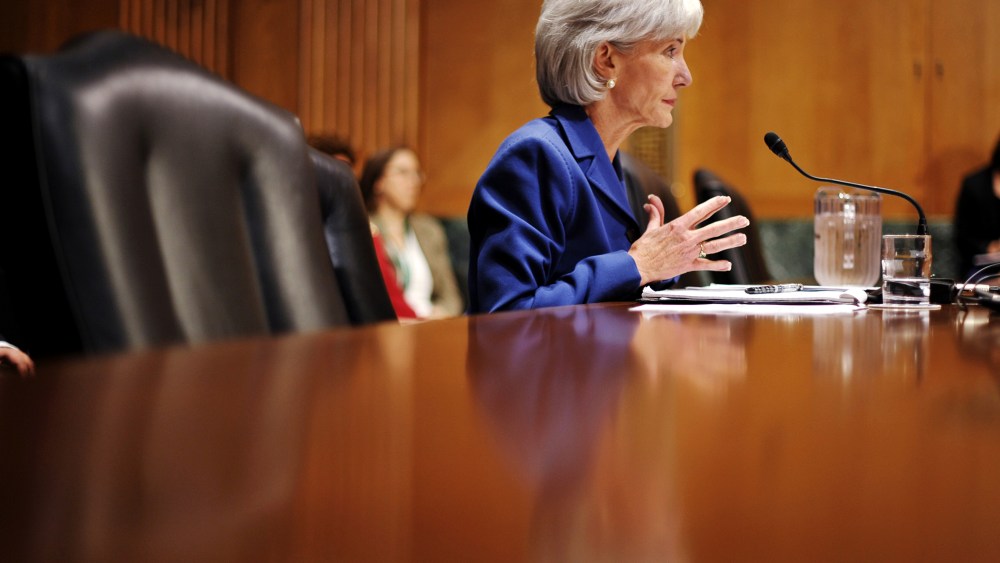 Health and Human Services Secretary Kathleen Sebelius testifies during a hearing, Nov. 6, 2013, on Capitol Hill in Washington, D.C.