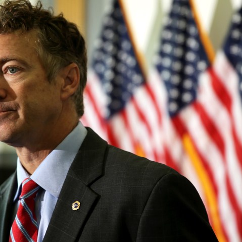 Sen. Rand Paul (R-KY) waits for the beginning of a news conference, Nov. 6, 2013, on Capitol Hill in Washington, DC.