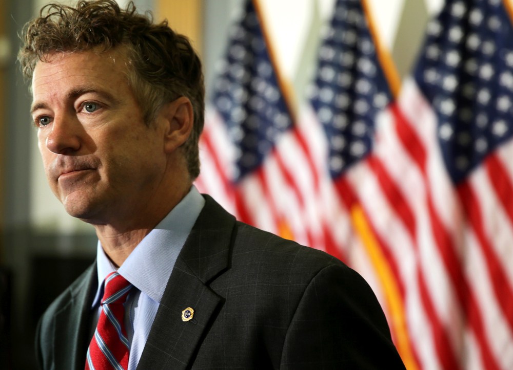 Sen. Rand Paul (R-KY) waits for the beginning of a news conference, Nov. 6, 2013, on Capitol Hill in Washington, DC.