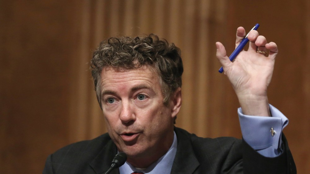 Sen. Rand Paul (R-KY) speaks during a hearing on Capitol Hill in Washington, D.C., November 6, 2013.