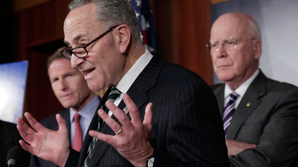 Sen. Charles Schumer speaks at a press conference on the nomination of Nina Pillard, one of U.S. President Barack Obama's judicial nominees, November 12, 2013.