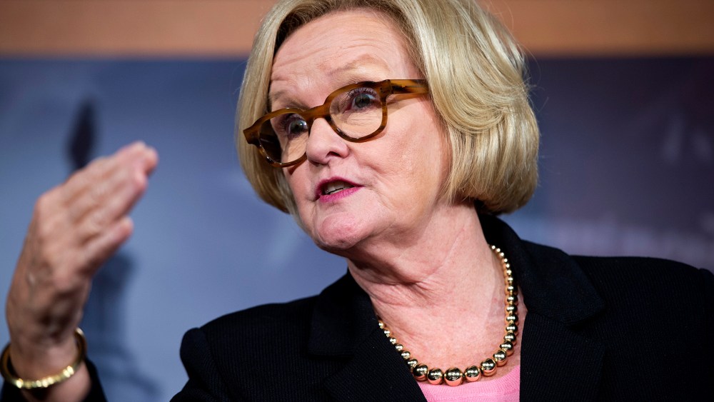 Sen. Claire McCaskill, D-Mo., during a news conference, Nov. 14, 2013, in Washington D.C.