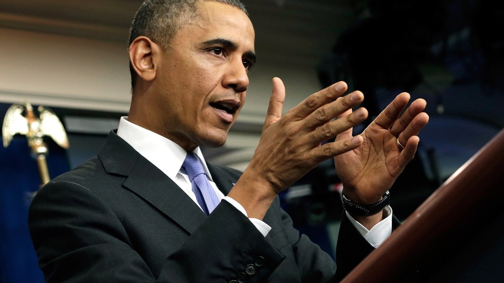 President Barack Obama speaks on the Affordable Care Act in the White House briefing room on Nov. 14, 2013 in Washington, DC.