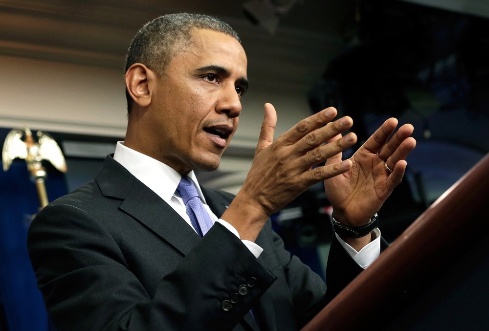 President Barack Obama speaks on the Affordable Care Act in the White House briefing room on Nov. 14, 2013 in Washington, DC.