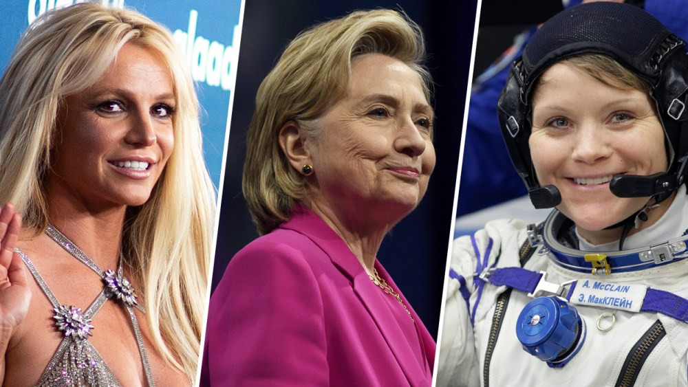 Image: Britney Spears, Hillary Clinton and Anne McClain.