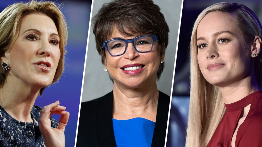 From left, Carly Fiorina, Valerie Jarrett and Brie Larson.