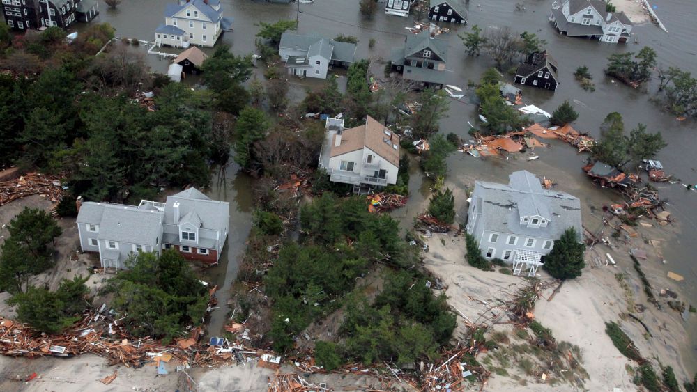 Aerial views of the damage caused by Hurricane Sandy to the New Jersey coast taken during a search and rescue mission by 1-150 Assault Helicopter Battalion, New Jersey Army National Guard, Oct. 30, 2012.  (Photo by AP/Rex Features)