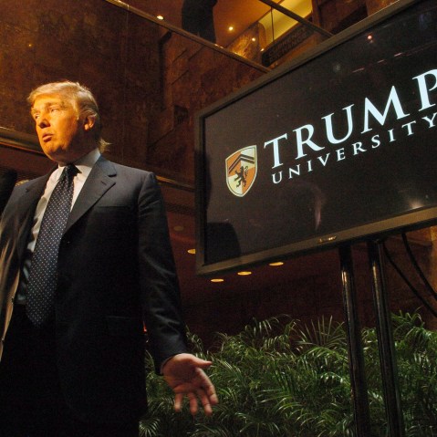 Donald Trump introduces Trump University at a press conference in Trump Tower, New York, May 2005. (Photo by Dan Herrick/KPA/ZUMA)