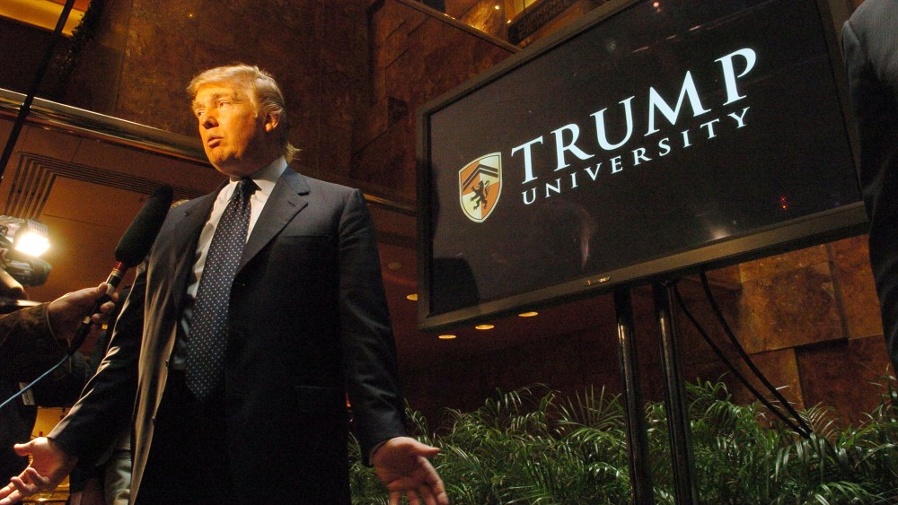 Donald Trump introduces Trump University at a press conference in Trump Tower, New York, May 2005. (Photo by Dan Herrick/KPA/ZUMA)