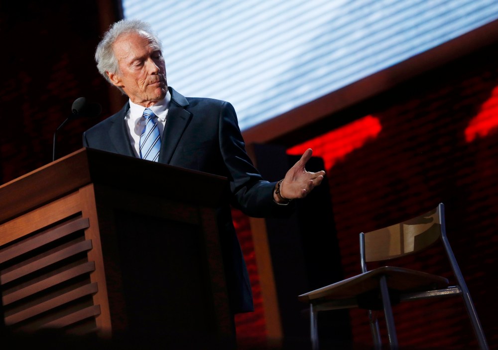 Actor Clint Eastwood addresses an empty chair and questions it as if it is U.S. President Obama, as he endorses Republican presidential nominee Mitt Romney during the final session of the RNC. (Photo: REUTERS/Eric Thayer)