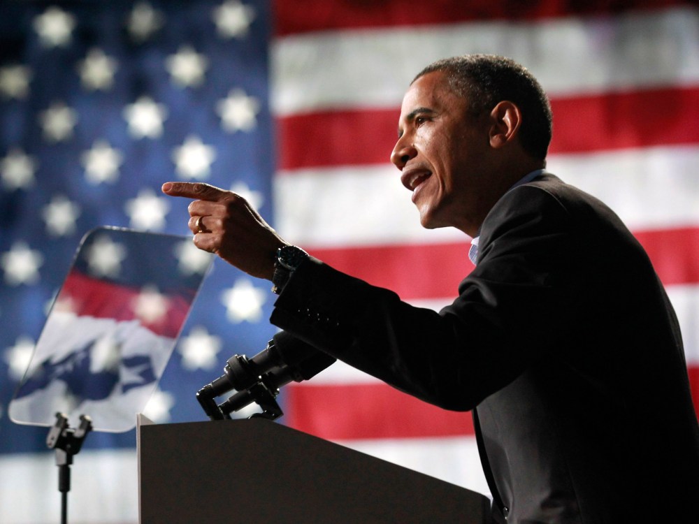 U.S. President Barack Obama speaks at an election campaign rally in Columbus, Ohio, November 5, 2012, on the eve of the U.S. presidential elections. (Photo by REUTERS/Jason Reed)