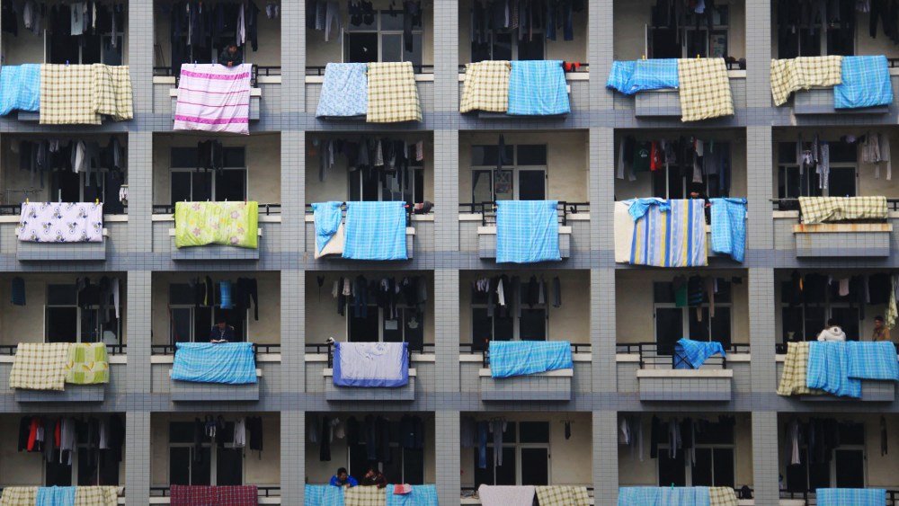 Laundry hangs from balconies on March 6, 2012 in Zhenjiang, China. (Photo by ChinaFotoPress/ZUMA)