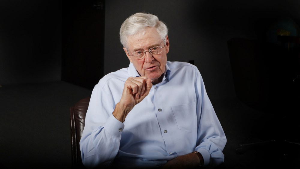 Charles Koch speaks during an interview in his office at Koch Industries in Wichita, Kansas, May 22, 2012. (Photo by Bo Rader/MCT/Zuma Press)