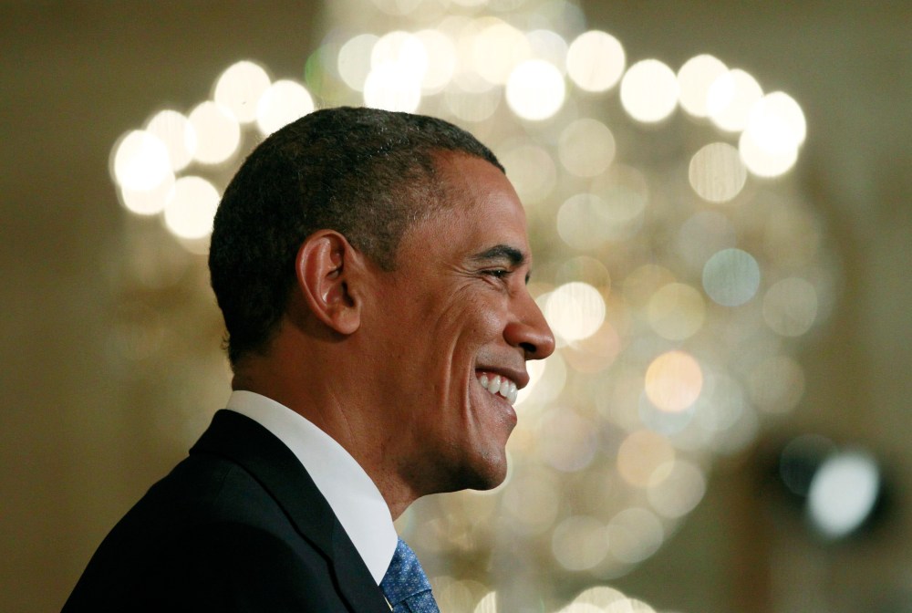 U.S. President Barack Obama is pictured during a news conference in the East Room of the White House in Washington, January 14, 2013. (Photo by Jason Reed/Reuters)