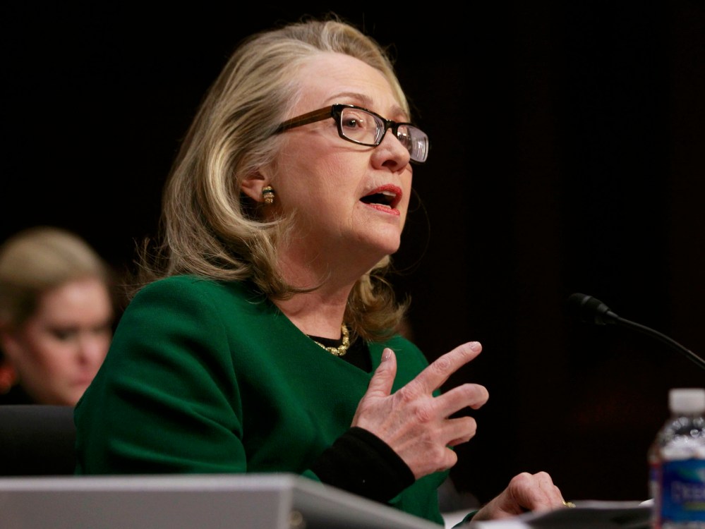 U.S.Secretary of State Hillary Clinton testifies on the September attack on U.S. diplomatic sites in Benghazi, Libya during a hearing held by  the U.S. Senate Foreign Relations Committee on Capitol Hill in Washington January 23, 2013.  (Photo by Jason...