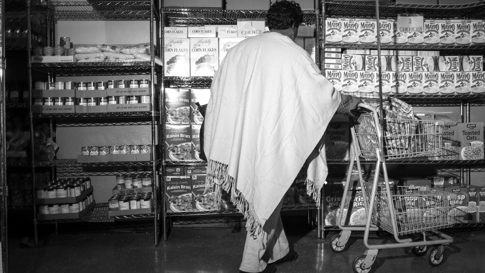 A patron at the Bed-Stuy Campaign Against Hunger food pantry.