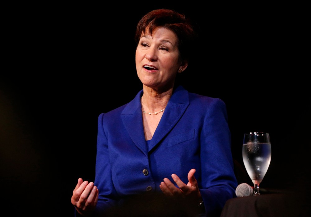 Democrat Alex Sink speaks during a candidate forum in Clearwater, Florida, February 25, 2014.