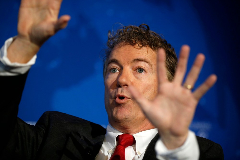 U.S. Senator Rand Paul (R-KY) speaks in Washington on Dec. 2, 2014. (Photo by Kevin Lamarque/Reuters)