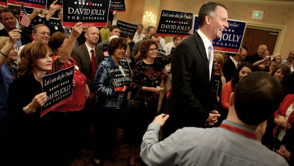 David Jolly is interviewed after winning a special congressional election on March 11, 2014 in St. Petersburg, Fla.