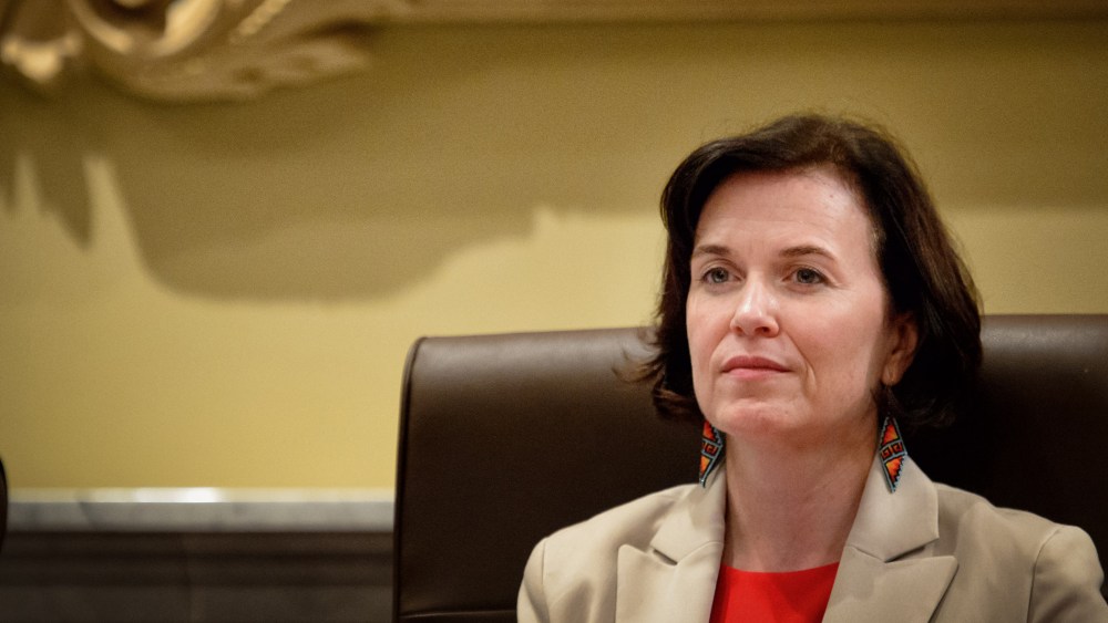 Mayor Betsy Hodges at a Minneapolis City Council meeting on Aug. 29, 2014.