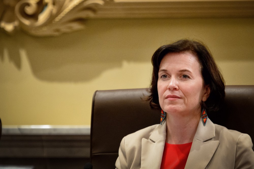 Mayor Betsy Hodges at a Minneapolis City Council meeting on Aug. 29, 2014.