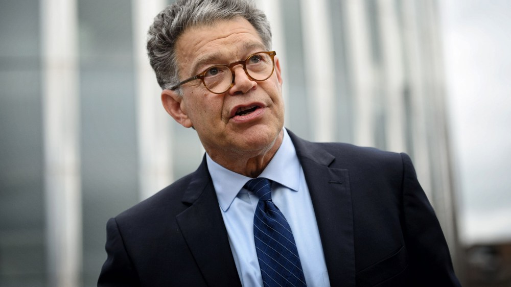 Senator Al Franken speaks to students at the University of Minnesota, Sept. 3, 2014. (Photo by Glen Stubbe/Minneapolis Star Tribune/ZUMA)