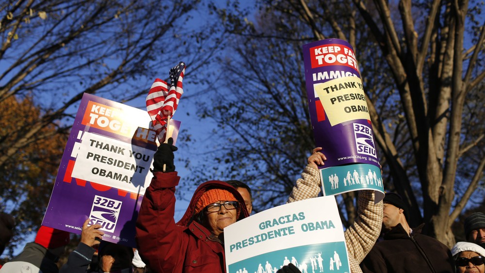 Hundreds of Immigrants and supporters gather outside of the White House after his speech about his immigration action, where nearly 5 millions of immigrants will be eligible for protection from deportation. (Photo by Oliver Contreras/Zuma)