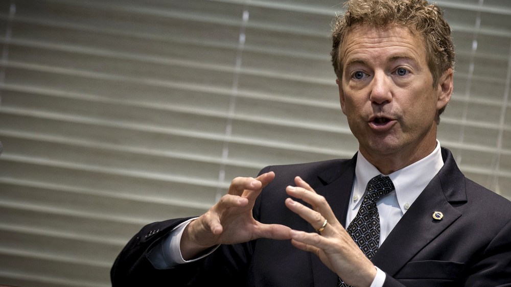 Republican U.S. Presidential candidate and Senator of Kentucky Rand Paul speaks to supporters in New York City on April 27, 2015. (Photo by Brendan McDermid/Reuters)