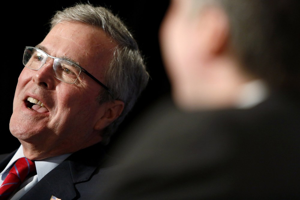 Former Governor Jeb Bush (R-FL) addresses the National Review Institute's 2015 Ideas Summit in Washington, on April 30, 2015.