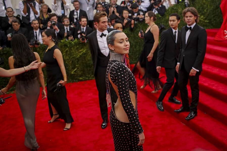 Actress Miley Cyrus arrives at the Metropolitan Museum of Art Costume Institute Gala 2015 in Manhattan, New York on May 4, 2015.