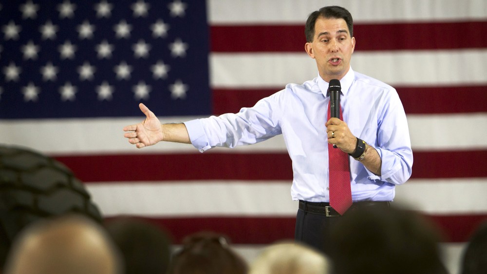 Republican presidential candidate Wisconsin Gov. Scott Walker speaks during a town hall meeting in Las Vegas, Nev., Sept. 14, 2015. (Photo by Steve Marcus/Las VegasSun/Reuters)