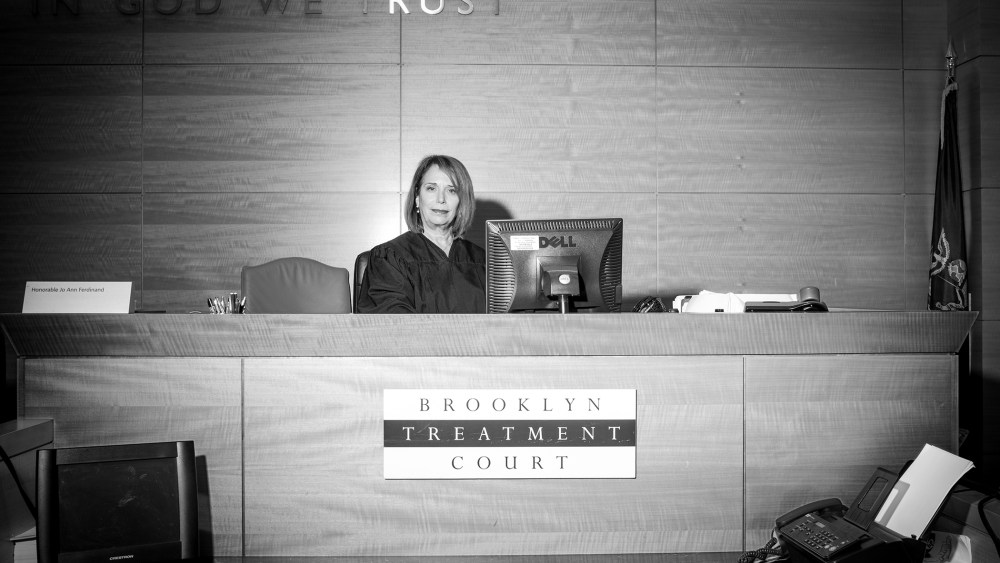 Judge Jo Ann Ferdinand in her courtroom at the Brooklyn Treatment Court, in Brooklyn, N.Y. (Photo by John Trotter for MSNBC)