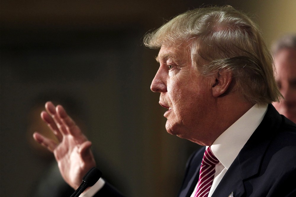 Republican presidential candidate Donald Trump speaks at a news conference at the Hanahan Town Hall in Hanahan, S.C., on Feb. 15, 2016. (Photo by Randall Hill/Reuters)