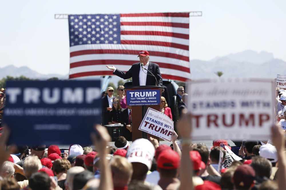 Republican U.S. presidential candidate Donald Trump speaks at a campaign rally in Fountain Hills, Ariz., March 19, 2016. (Photo by Mario Anzuoni/Reuters)