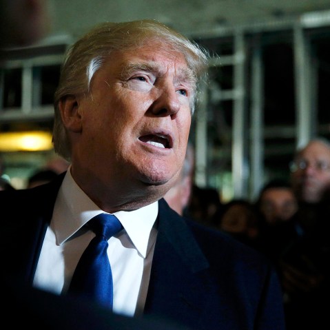 Republican U.S. presidential candidate Donald Trump speaks to reporters  in Washington, D.C., March 21, 2016. (Photo by Jim Bourg/Reuters)