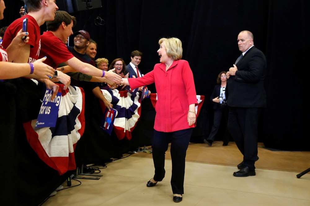 Democratic presidential candidate Hillary Clinton greets supporters at Transylvania University in Lexington, Ky., May 16, 2016. (Photo by Aaron P. Bernstein/Reuters)
