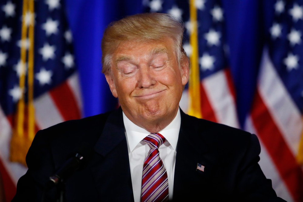 Republican presidential candidate Donald Trump pauses as he speaks at the Trump National Golf Club Westchester, New York, June 7, 2016. (Photo by Carlo Allegri/Reuters)