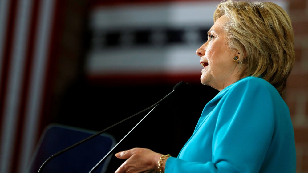 Democratic presidential nominee Hillary Clinton speaks at a rally at Truckee Meadows Community College, Aug. 25, 2016, in Reno, Nev. (Photo by Aaron P. Bernstein/Reuters)