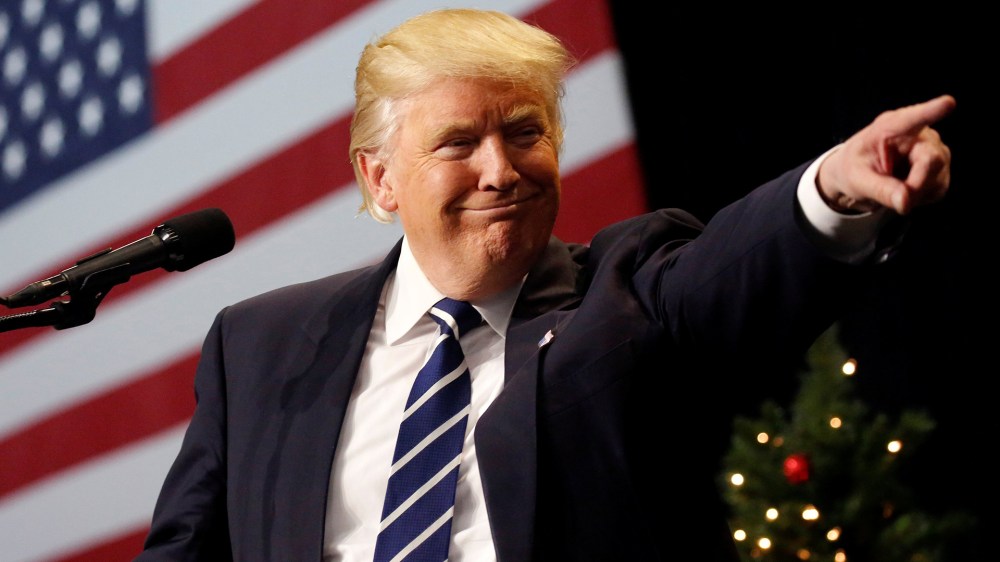 U.S. President-elect Donald Trump speaks at the USA Thank You Tour event at the Wisconsin State Fair Exposition Center in West Allis, Wis., on Dec. 13, 2016. (Photo by Shannon Stapleton/Reuters)