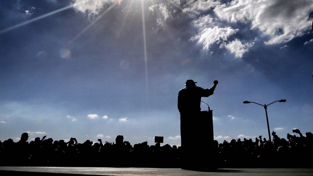 Democratic presidential candidate Bernie Sanders delivers remarks to supporters on at his rally in Kissimmee, Fla., March 10, 2016. (Photo by Joe Burbank/TNS/ZUMA)