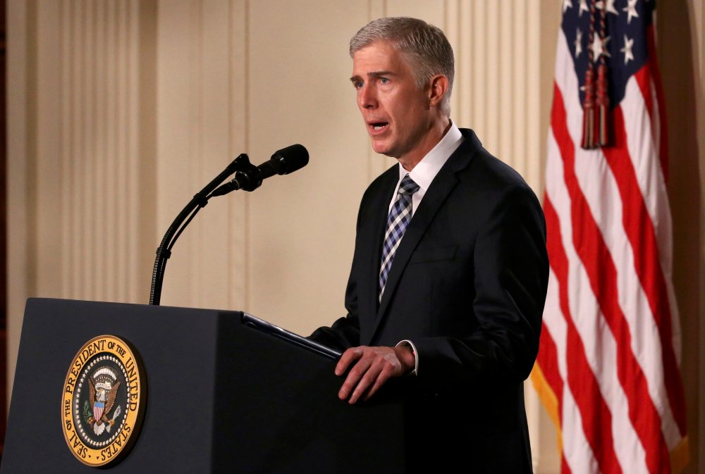 Image: Neil Gorsuch speaks after U.S. President Donald Trump announces his nomination of Gorsuch to be an associate justice of the U.S. Supreme Court at the White House in Washington
