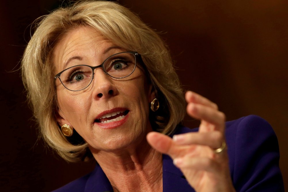 Image: File Photo: Betsy DeVos testifies before the Senate Health, Education and Labor Committee confirmation hearing