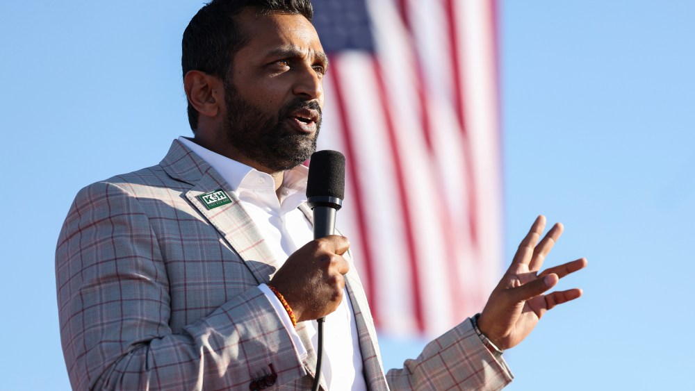 Former Chief of Staff to the Department of Defense Kash Patel speaks during a campaign rally in Minden, Nevada on Oct. 8, 2022.