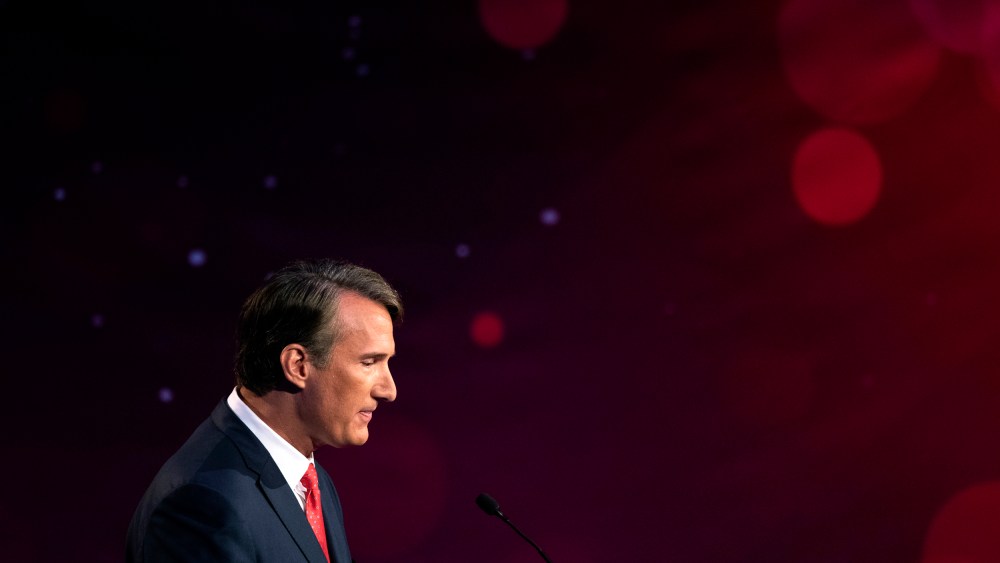 Image: Virginia Republican gubernatorial candidate Glenn Youngkin attends a debate in Alexandria on Sept. 28, 2021.