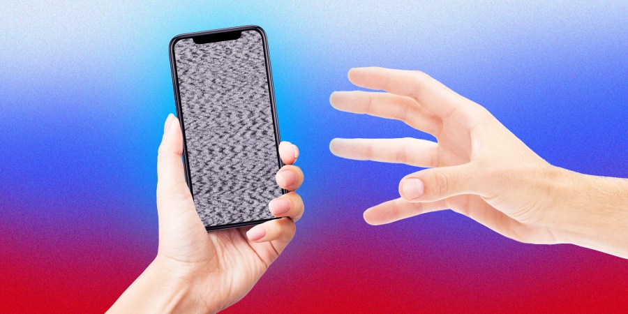 Photo Illustration: A hand reaches for a cellphone