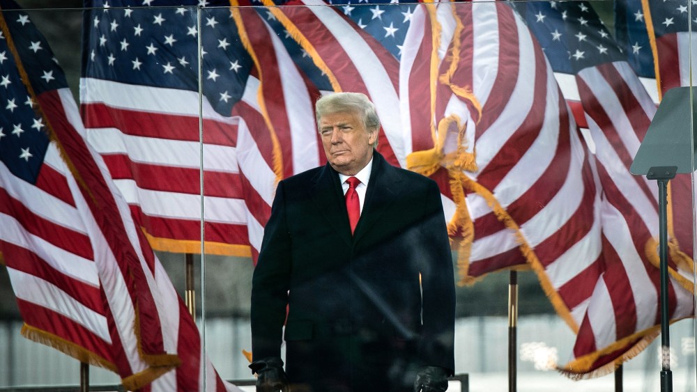 President Donald Trump arrives to speak to supporters from The Ellipse near the White House on Jan. 6, 2021.
