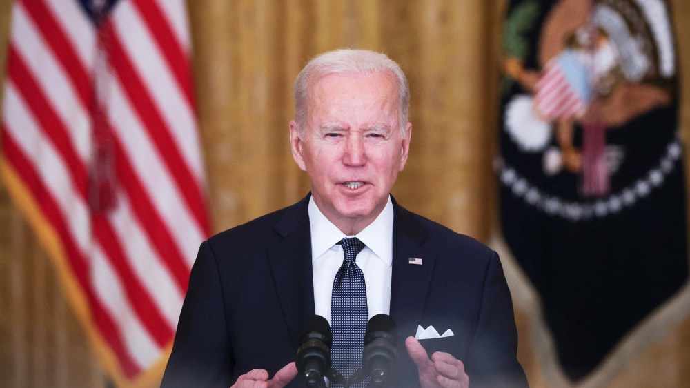 President Joe Biden delivers remarks on Russia and Ukraine in the East Room of the White House on February 15. President Biden said the United States remains open to high-level diplomacy in close coordination with allies, building on the multiple diplomatic off-ramps the U.S., its allies and partners have offered Russia in recent months.