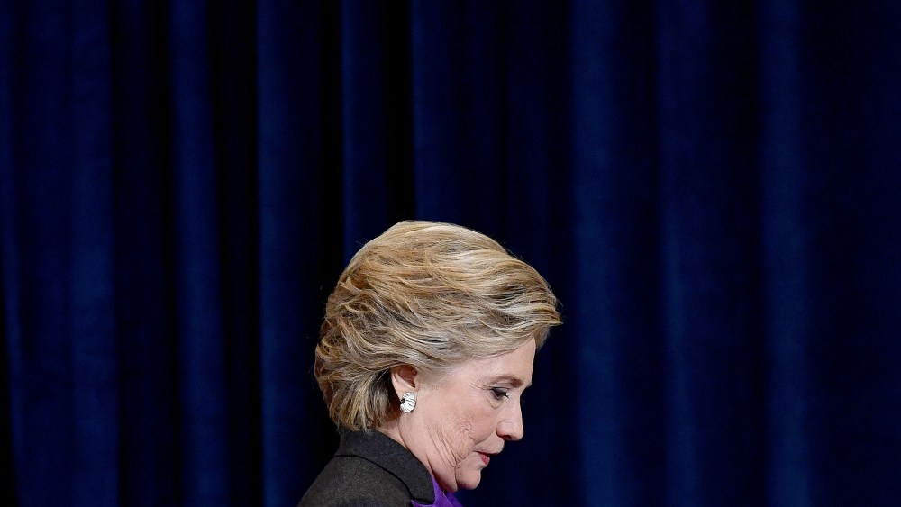 Hillary Clinton after making her concession speech following her defeat to Donald Trump, in New York on November 9, 2016.